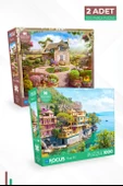 2 Adet 1000 Parça Puzzle - Toscana ve Portofino - 1