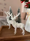 2li beyaz geyik simli 13 cm noel yılbaşı christmas yeniyıl süsü plastik - 2