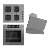 Ferre FRYART BASIC SS Serisi Gri Set (SS208 + QXE62CPR +D082 ) - Kare Emaye Izgara thumbnail 1