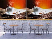 Fincan ve Kahve Temalı Cafe Duvar Kağıdı Baskı - 4