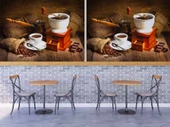Kahve Öğütme ve Cezve Temalı Cafe Duvar Kağıdı Baskı thumbnail 4