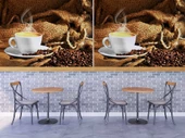 Fincan ve Kahve Çekirdeği Temalı Cafe Duvar Kağıdı Baskı - 4