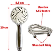 Lüx Örgülü Duş Seti Banyo Duş Başlığı Seti Fiskiyesi Telefonu Yuvarlak Başlık Metal Hortum - 2