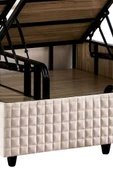 Star Baza ve Başlık Seti 120x200 cm Tek Kişilik Krem Keten Kumaşlı Lüks Baza ve Başlık Takımı - 6