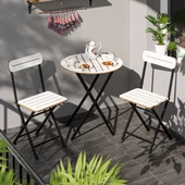 Eportatif Masa Sandalye Bahçe Bistro Takım Yuvarlak Beyaz 1482 - 1