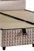 Star Baza ve Başlık Seti 90x190 cm Tek Kişilik Krem Keten Kumaşlı Lüks Baza ve Başlık Takımı - 5