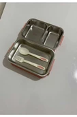 QIGAR 2 KATLI 3 BÖLMELİ ÇATAL KAŞIKLI PASLANMAZ ÇELİK YEMEK TAŞIMA KABI 1.65L - 2