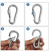 Galvanizli Vidalı Karabina Yük Hamak Salıncak Asma Kilidi 12 MM thumbnail 1