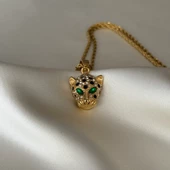 Yeşil Gözlü Taşlı Kaplan Kolye thumbnail 4