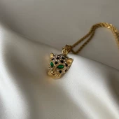 Yeşil Gözlü Taşlı Kaplan Kolye thumbnail 3