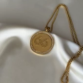 Yazılı Taşlı Madalyon Kolye thumbnail 2