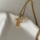 Taşlı Silah Figürlü Kolye thumbnail 1