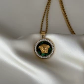 Taşlı Yeşil Medusa Model Kolye thumbnail 3
