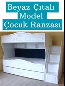 Çocuk Ranzası (Beyaz - Çıtalı Model) - 4