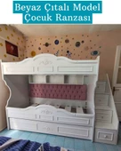 Çocuk Ranzası (Beyaz - Çıtalı Model) - 1