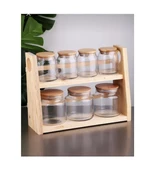 Bambu Kapaklı 7 Parça Cam Baharatlık-baharat Takımı - 3