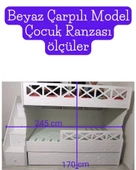 Beyaz Çarpılı Model Çocuk Ranzası - 2
