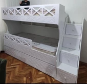 Beyaz Çarpılı Model Çocuk Ranzası - 4