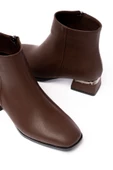 Kahverengi Topuklu Fermuarlı Günlük Kadın Bot - 3