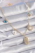 Gold Renk Zirkon Taşlı Çoklu Figür Model Şans Kolyesi thumbnail 1