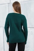 Lugmo Kadın Triko Hırka Kalpli Standart Beden Zümrüt Yeşili thumbnail 3