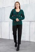 Lugmo Kadın Triko Hırka Kalpli Standart Beden Zümrüt Yeşili thumbnail 8