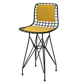 Knsz ufak boy tel bar sandalyesi 1 li uslu syhsrı sırt minderli 55 cm oturma yüksekliği mutfak bahçe cafe ofis thumbnail 4