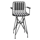 Knsz ufak boy tel bar sandalyesi 1 li uslu syhkono kolçaklı sırt minderli 55 cm oturma yüksekliği mutfak bahçe cafe ofis thumbnail 2