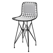 Knsz ufak boy tel bar sandalyesi 1 li uslu syhbyz sırt minderli 55 cm oturma yüksekliği mutfak bahçe cafe ofis thumbnail 1