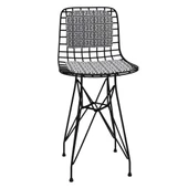 Knsz ufak boy tel bar sandalyesi 1 li uslu syhtalen sırt minderli 55 cm oturma yüksekliği mutfak bahçe cafe ofis thumbnail 2