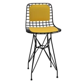 Knsz ufak boy tel bar sandalyesi 1 li uslu syhsrı sırt minderli 55 cm oturma yüksekliği mutfak bahçe cafe ofis thumbnail 3