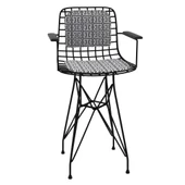 Knsz ufak boy tel bar sandalyesi 1 li uslu syhtalen kolçaklı sırt minderli 55 cm oturma yüksekliği mutfak bahçe cafe ofis thumbnail 2