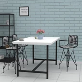 Knsz ufak boy tel bar sandalyesi 1 li uslu syhkono kolçaklı sırt minderli 55 cm oturma yüksekliği mutfak bahçe cafe ofis thumbnail 3