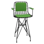 Knsz ufak boy tel bar sandalyesi 1 li uslu syhyşl kolçaklı sırt minderli 55 cm oturma yüksekliği mutfak bahçe cafe ofis thumbnail 2