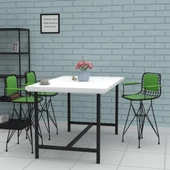 Knsz ufak boy tel bar sandalyesi 1 li uslu syhyşl kolçaklı sırt minderli 55 cm oturma yüksekliği mutfak bahçe cafe ofis thumbnail 1