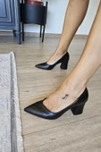 10 1817 Topukla Kadın Kalın Topuklu Stiletto Ayakkabı - 5