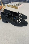 10 031T Topukla Kadın Toka Detaylı Kalın Topuklu Loafer Günlük Şık Ayakkabı - 7
