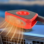 Oto Cam Önü Fanlı Isıtıcı-Soğutucu Buğu Giderici Araç İçi Buz Çözücü Işıklı Çakmaklık Girişli Taşınabilir Araba Kaloriferi Sıcak Soğuk 12V 150W - 9
