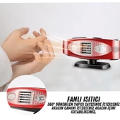 Oto Cam Önü Fanlı Isıtıcı-Soğutucu Buğu Giderici Araç İçi Buz Çözücü Işıklı Çakmaklık Girişli Taşınabilir Araba Kaloriferi Sıcak Soğuk 12V 150W - 4