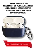 Pro Ve Pro 2 Nesil Premium Deri Görünümlü Kulaklık  Kılıfı Estetik Koruyucu  Lacivert - 2