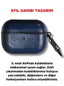 Pro Ve Pro 2 Nesil Premium Deri Görünümlü Kulaklık  Kılıfı Estetik Koruyucu  Lacivert - 3