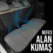 Audi A3 Uyumlu Koltuk Kılıfı Minder Çizgili Füme Beyaz 2+1 Ön Arka Set - 3