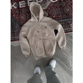 Oversize Tam Fermuarlı Uzun Kol Hırka - Bej - 1