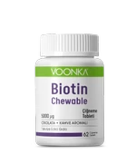 VOONKA BİOTİN CHEWABLE 5000 MCG-VİTAMİN B7 İÇEREN ÇİKOLATA KAHVE AROMALI TAKVİYE EDİCİ GIDA 62 TB - 1