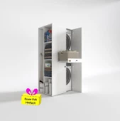 Kenzlife çamaşır-kurutma makinesi dolabı ahi evran sol byz 187*090*60 çekmeceli + tekli duvar rafı hediye thumbnail 1