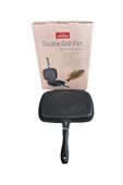 Schafer Kare Double Grıll Pan 34 Cm Kare Çift Taraflı Tava 2 Parça Siyah - 4