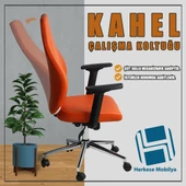 Kahel Deri Çalışma Koltuğu Ofis Koltuğu - 2