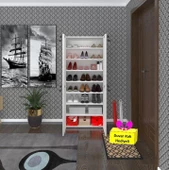 Kenzlife ayakkabılık ayakkabı dolabı kilitli be real byz 160X70X32 kapaklı arkalıklı ofis dolabı iki bölme + tekli duvar rafı hediyeli - 1