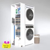 Kenzlife çamaşır-kurutma makinesi dolabı demyan sol byz 180*090*60 banyo arkalıksız + tekli duvar rafı hediyeli thumbnail 1