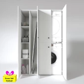 Kenzlife çamaşır-kurutma makinesi dolabı kapaklı yaromira sol byz 180*120*60 banyo arkalıksız + tekli duvar rafı hediyeli thumbnail 1